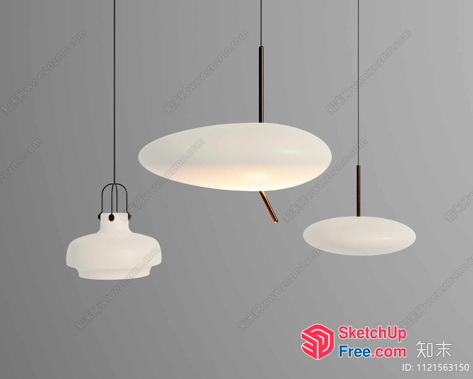 Modern White Pendant Lights For Contemporary Interior Spaces 3D SketchUp File