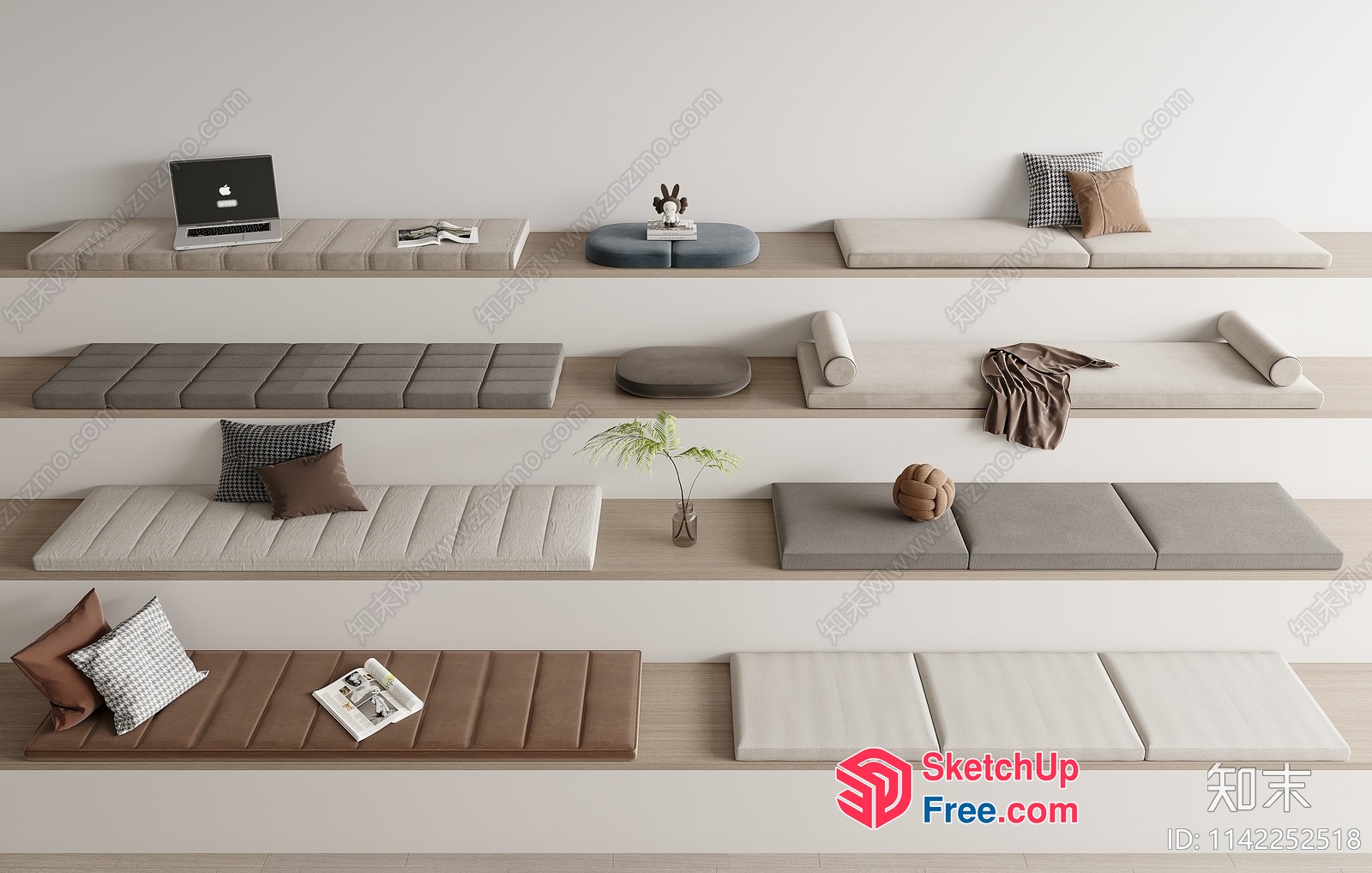 Modern Minimalist Living Room Furniture Arrangement 3D SketchUp File