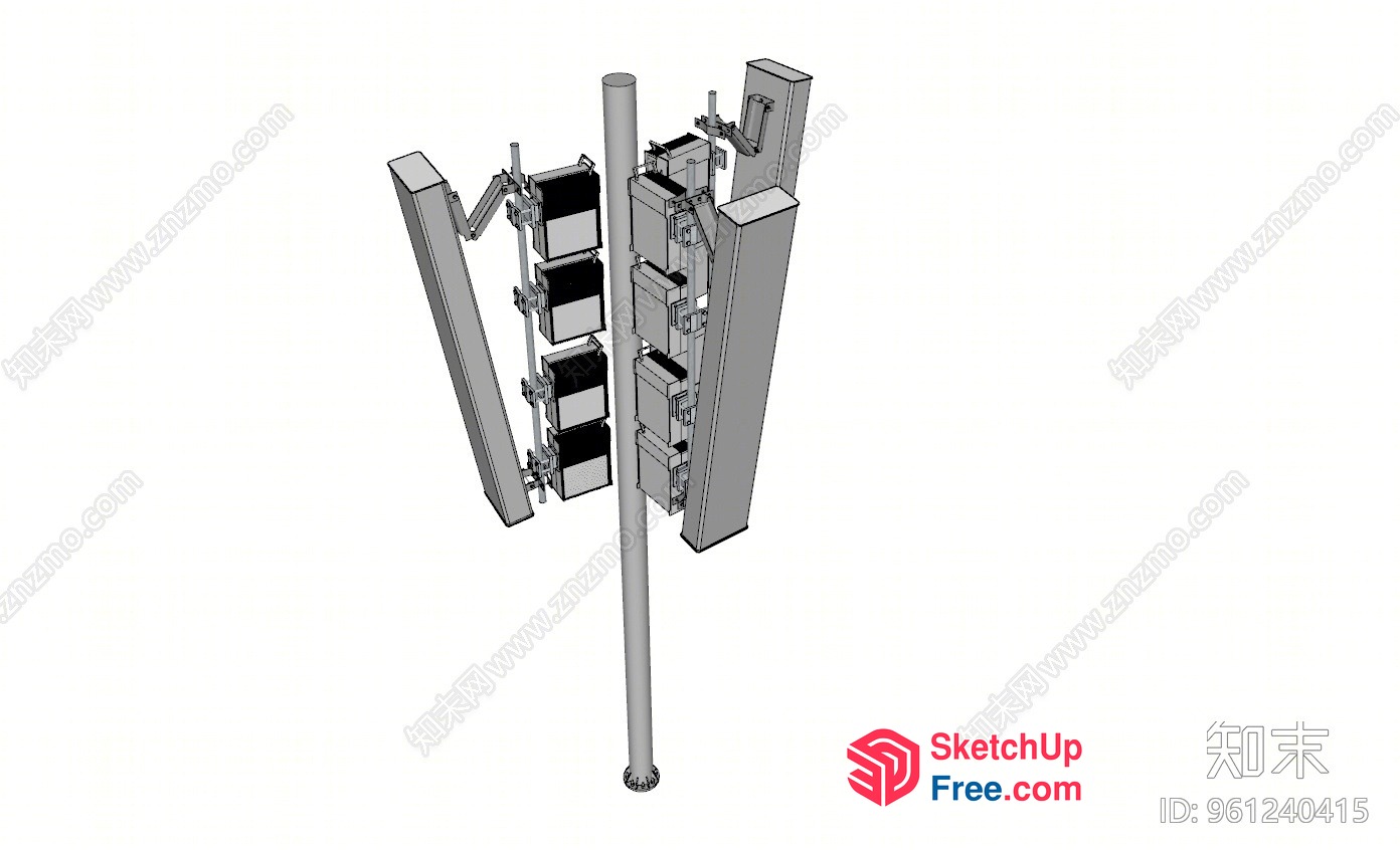 3D Model Of A Staircase And Pillar 3D SketchUp File
