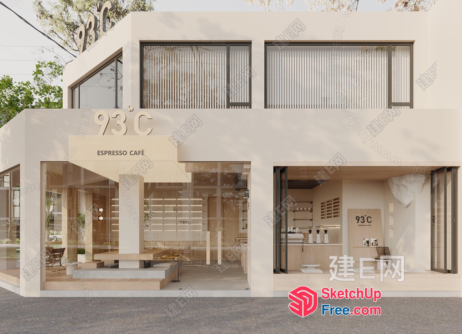 Modern Minimalist Espresso Cafe 3D SketchUp File