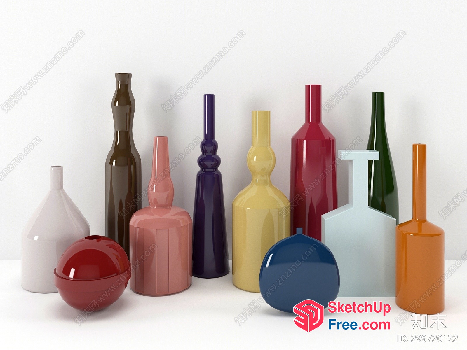 Colorful Glass Bottles And Vases 3D SketchUp File