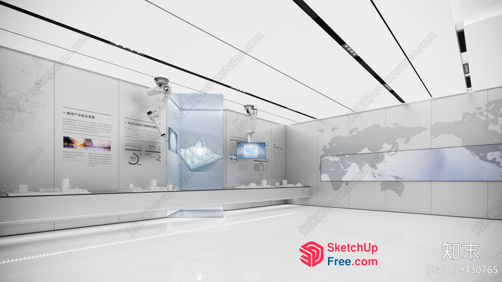 White Modern Minimalist Office Interior 3D SketchUp File
