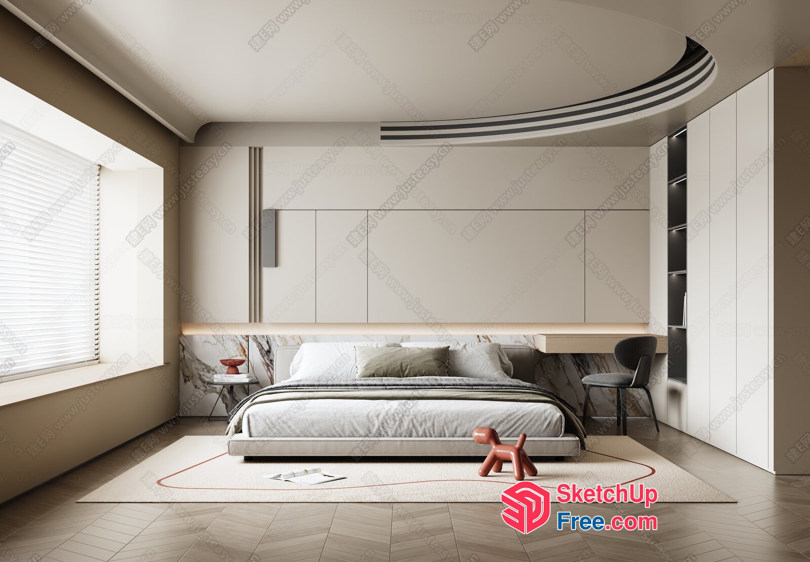Modern Minimalist Bedroom Interior With Sleek Furniture 3D SketchUp File