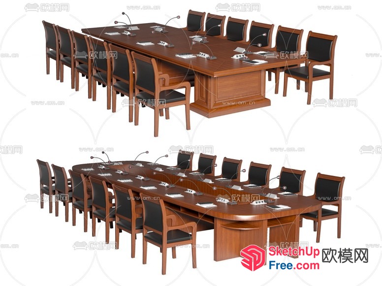 Long Rectangular Conference Tables With Chairs 3D SketchUp File