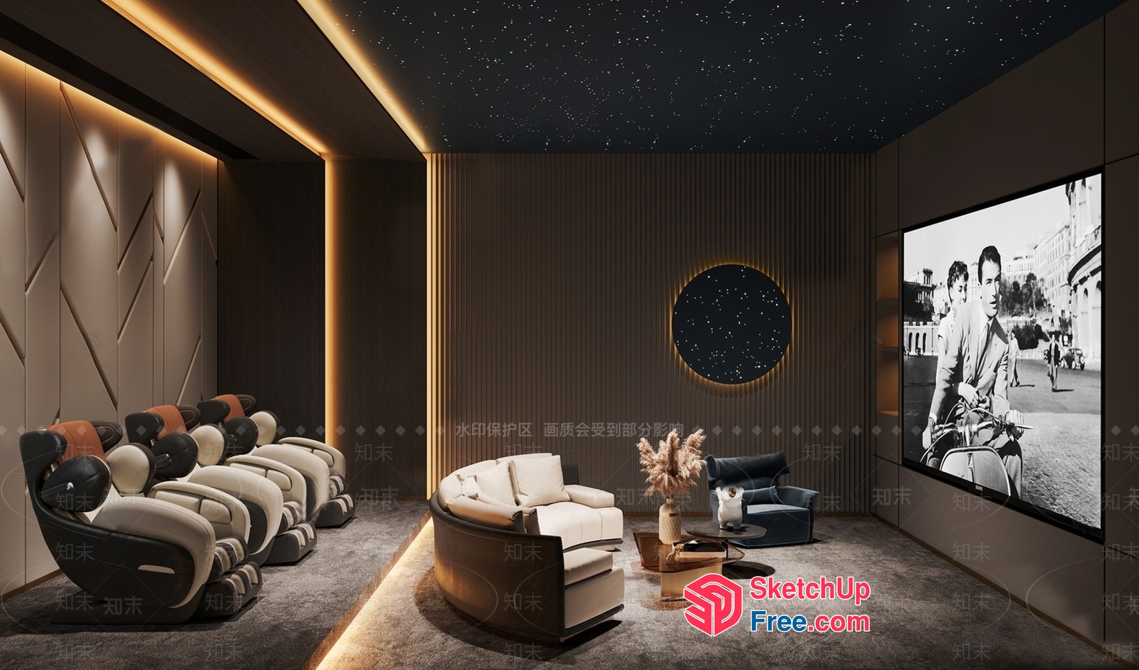 Luxurious Modern Home Theater Room 3D SketchUp File