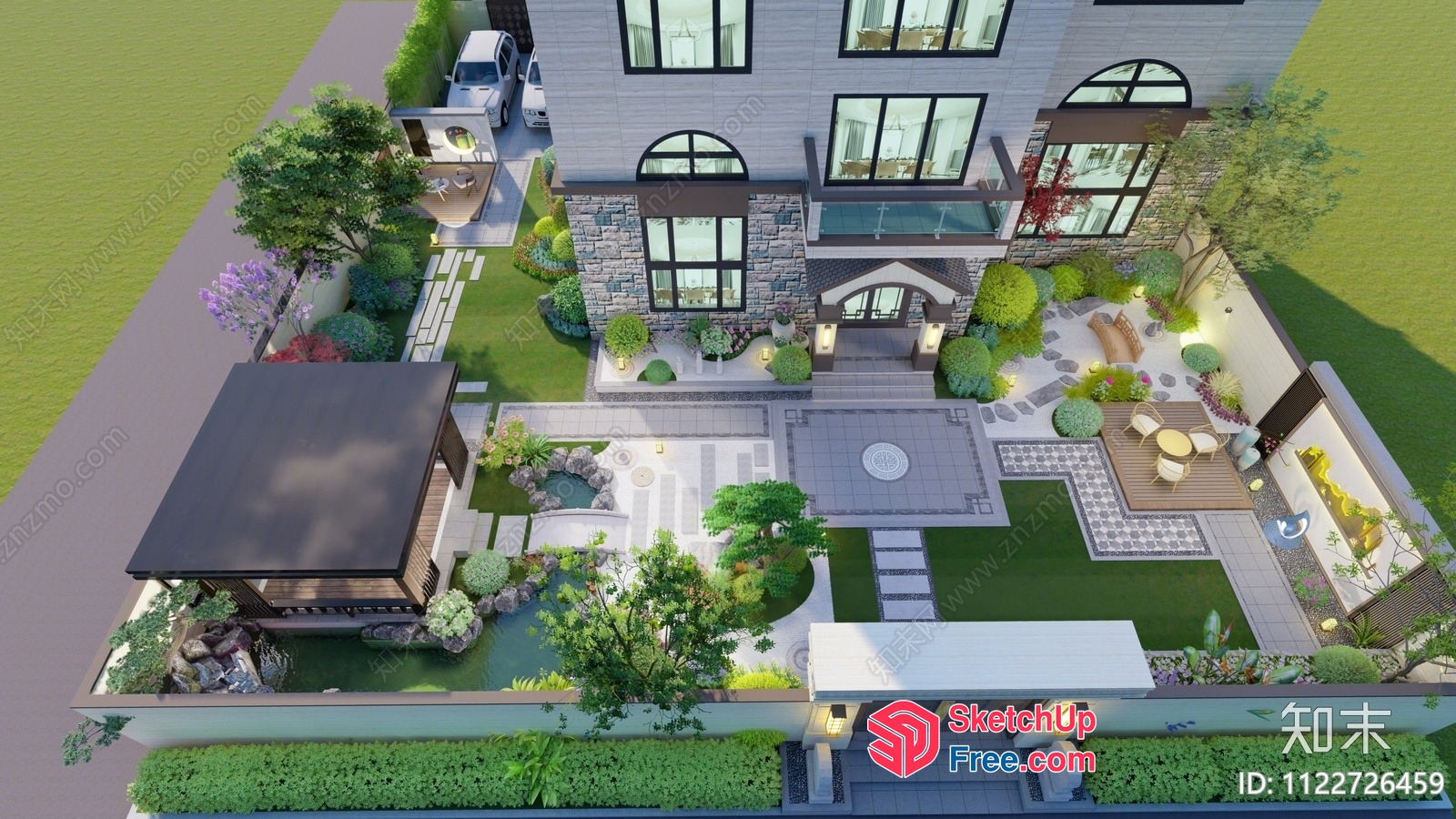 Luxurious Modern Villa With Sleek Glass Curtain Wall 3D SketchUp File