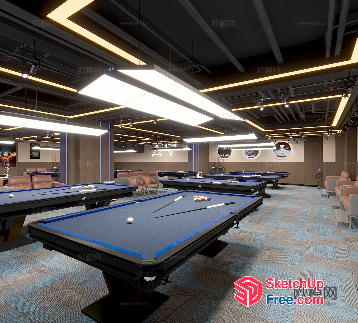 Modern Billiard Room Interior Design 3D SketchUp File