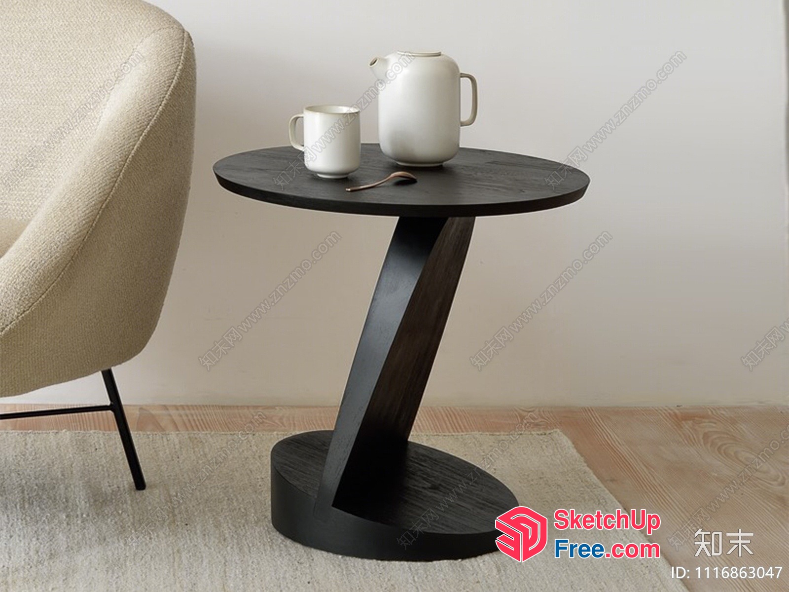 Modern Minimalist Living Room Furniture With Neutral Color Scheme 3D SketchUp File