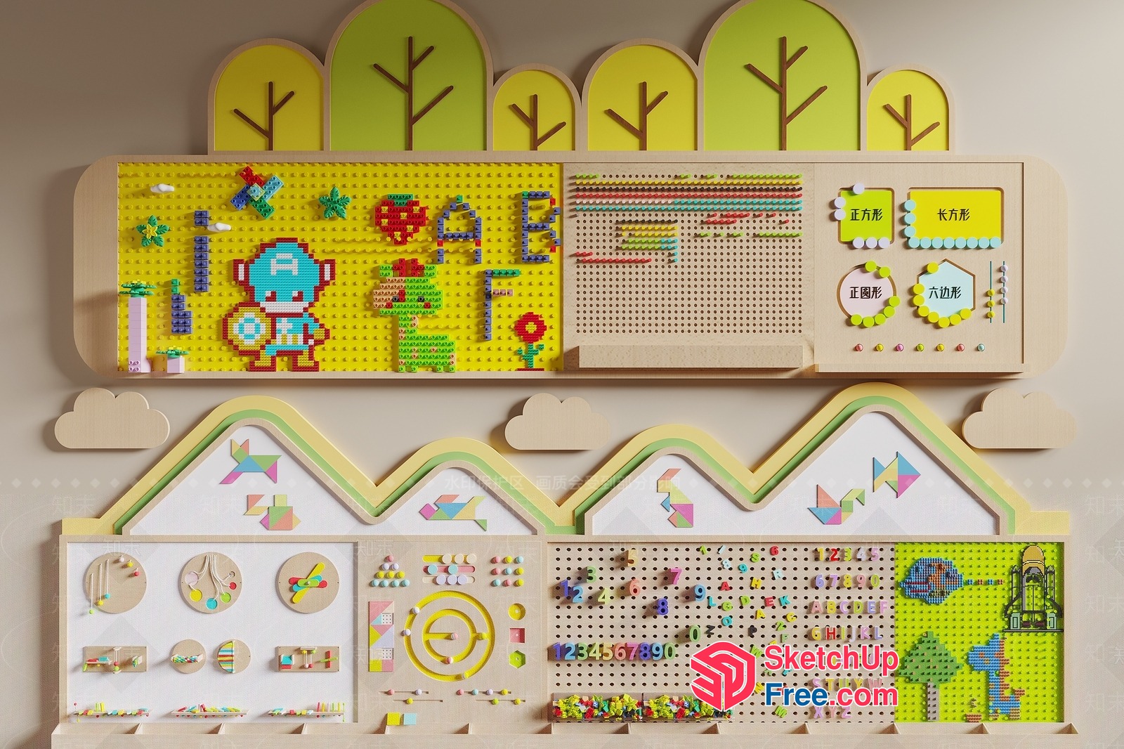 Colorful Wooden Toy Display 3D SketchUp File