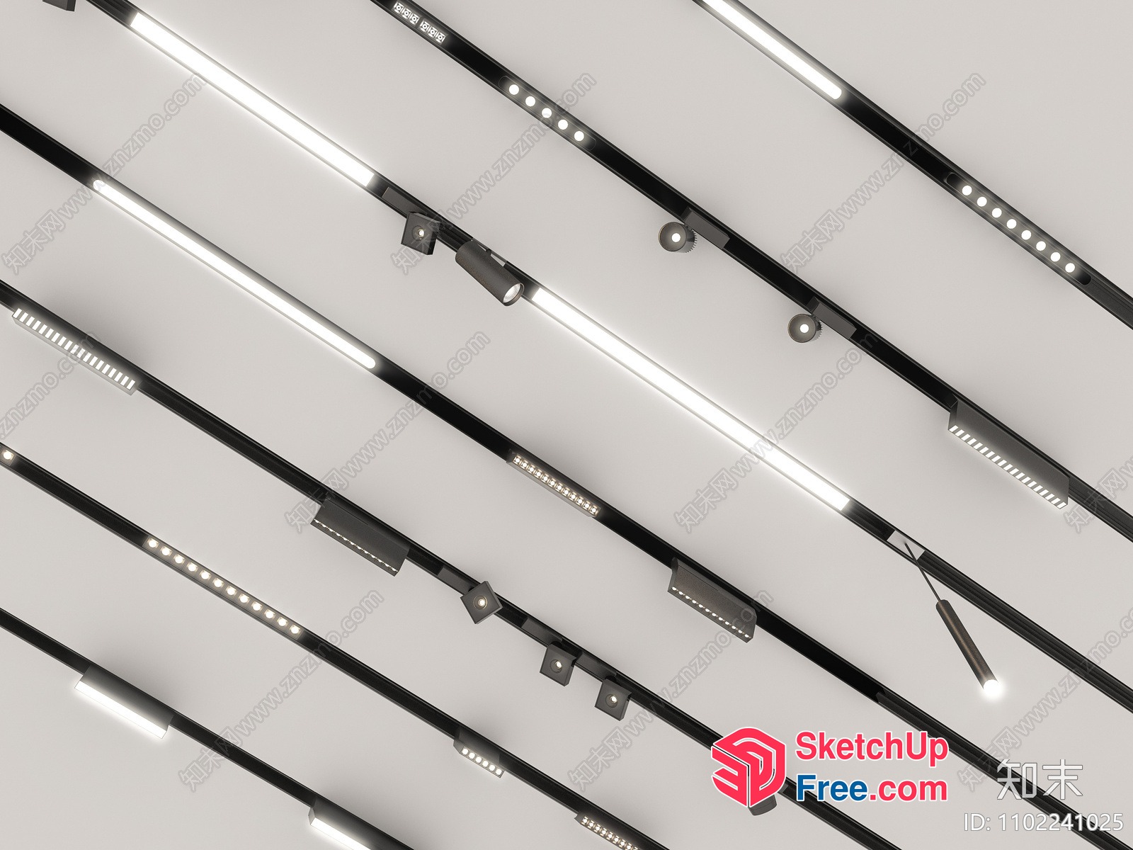 Modern Led Light Fixtures On Ceiling 3D SketchUp File