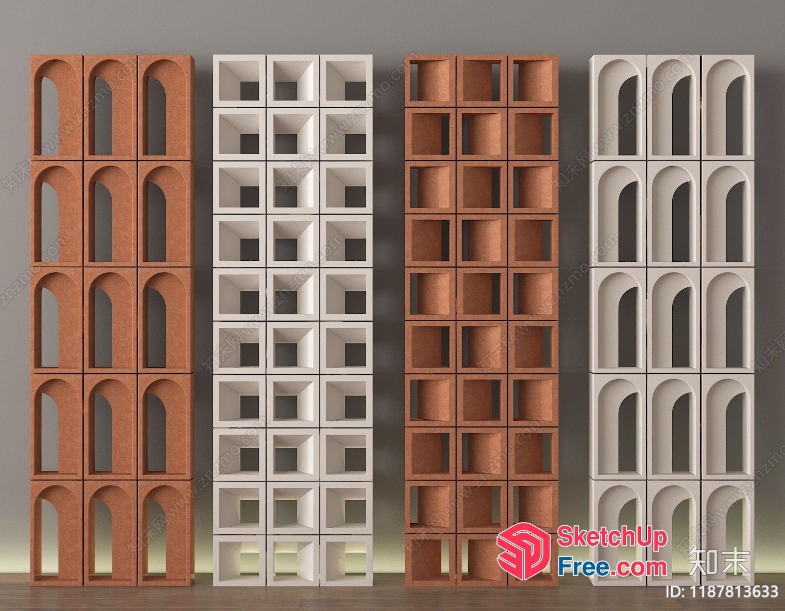 Modern Architectural Element Shelving Units 3D SketchUp File