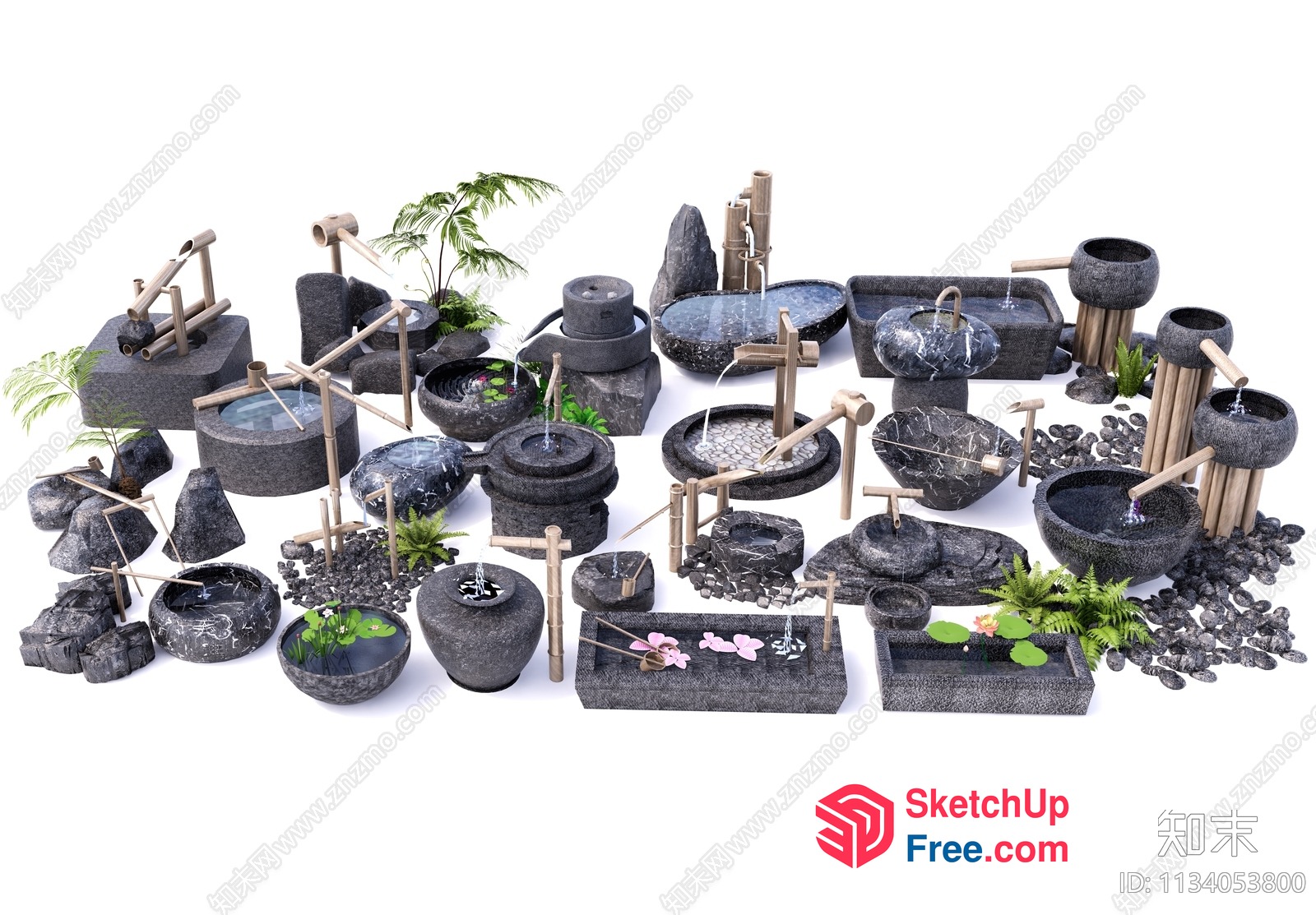 Japanese Style Water Feature Garden Decor 3D SketchUp File