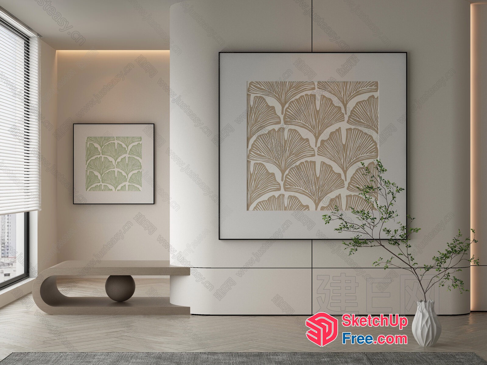 Modern Minimalist Living Room Decor With Japanese Style Accents 3D SketchUp File