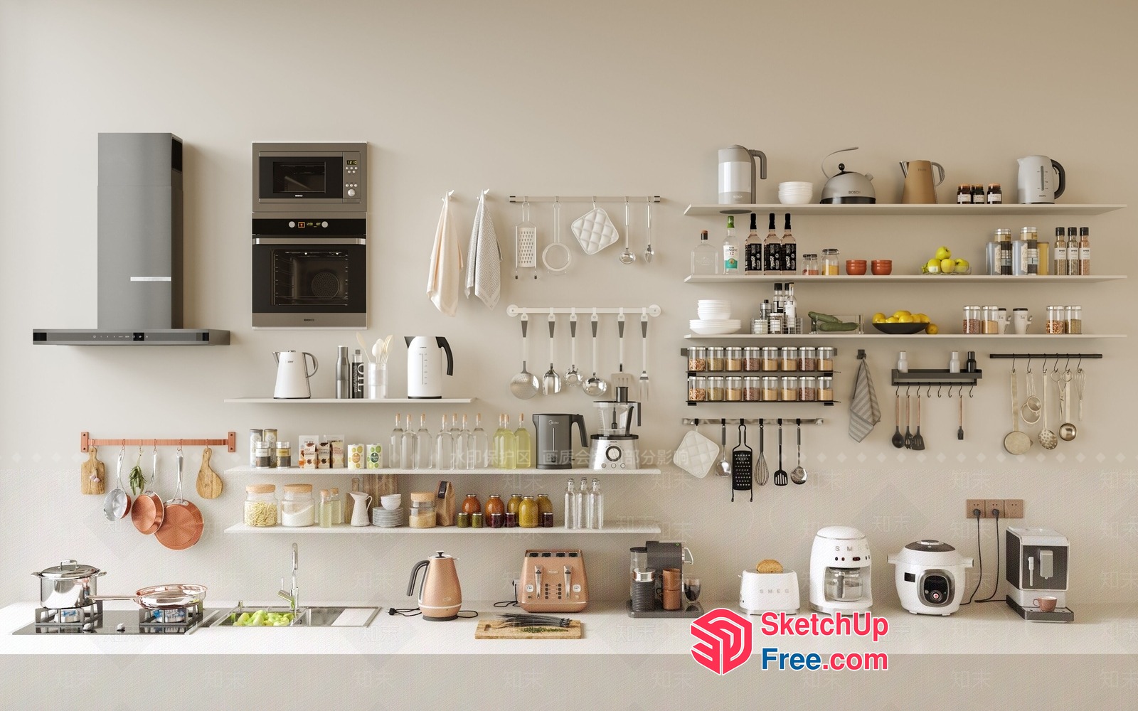Modern Kitchen Essentials And Appliances Collection 3D SketchUp File