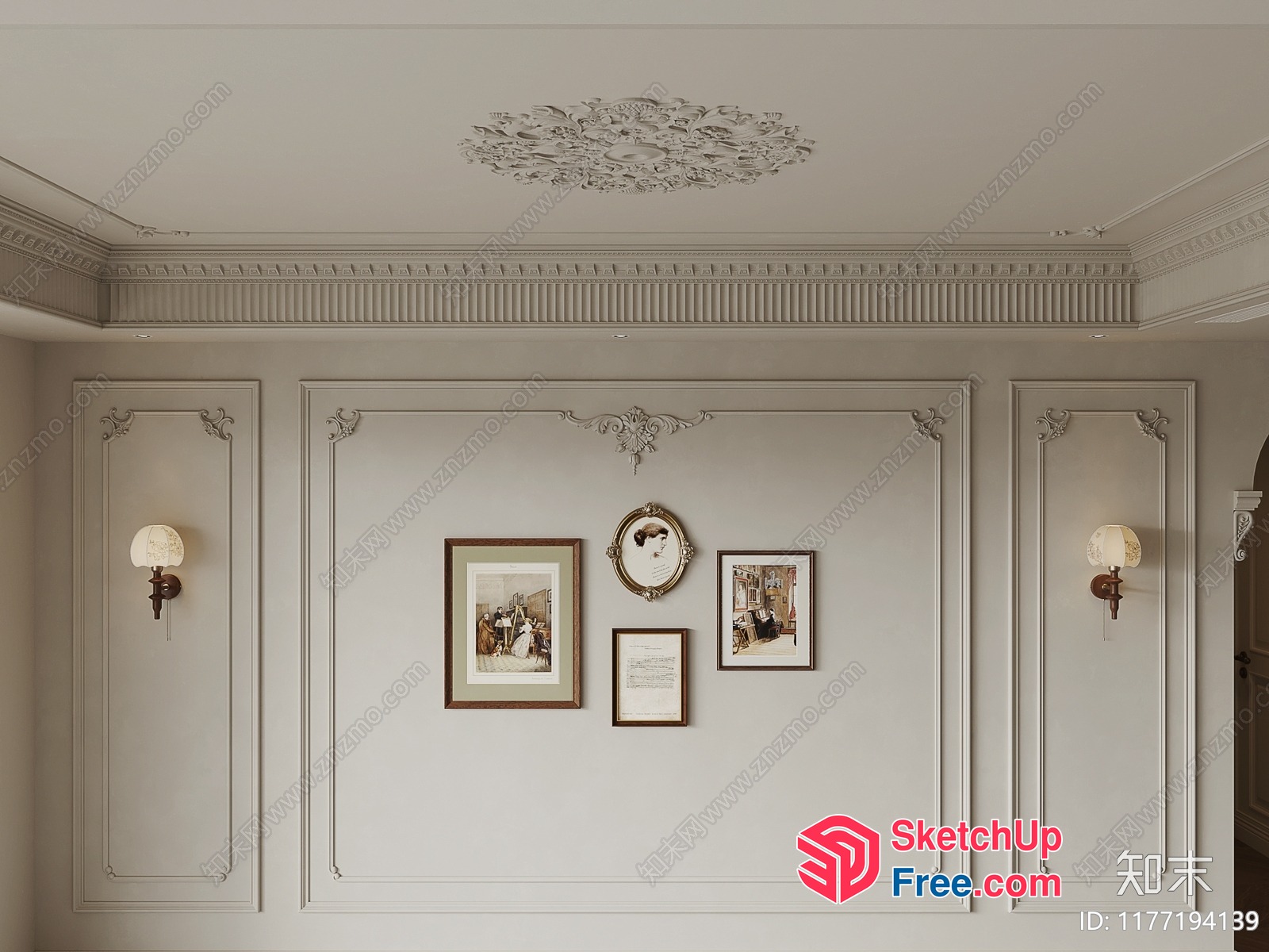 Elegant Creamy Style Interior Design 3D SketchUp File