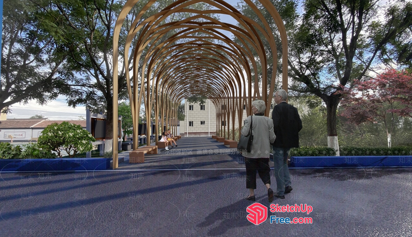 Elegant Arched Walkway In A Serene Outdoor Setting 3D SketchUp File