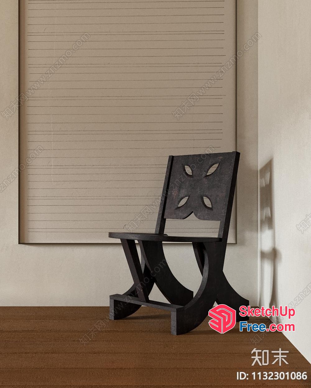 Minimalist Style Black Chair In Corner Of Room 3D SketchUp File