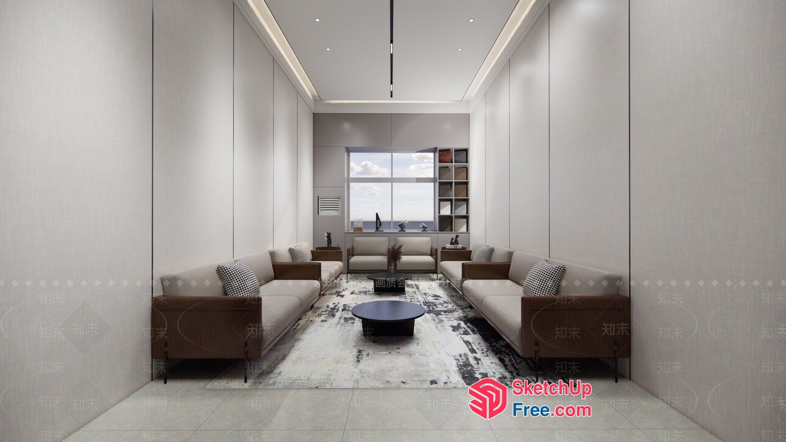 Minimalist Living Room With Neutral Color Scheme 3D SketchUp File