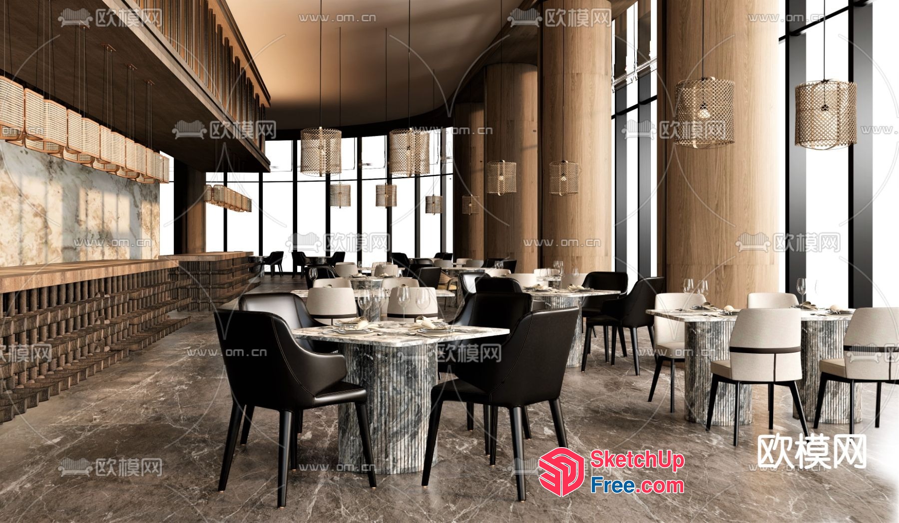 Elegant Modern Restaurant Interior Design 3D SketchUp File
