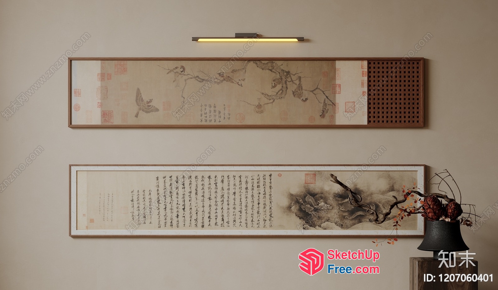Asian-Inspired Decorative Wall Art 3D SketchUp File