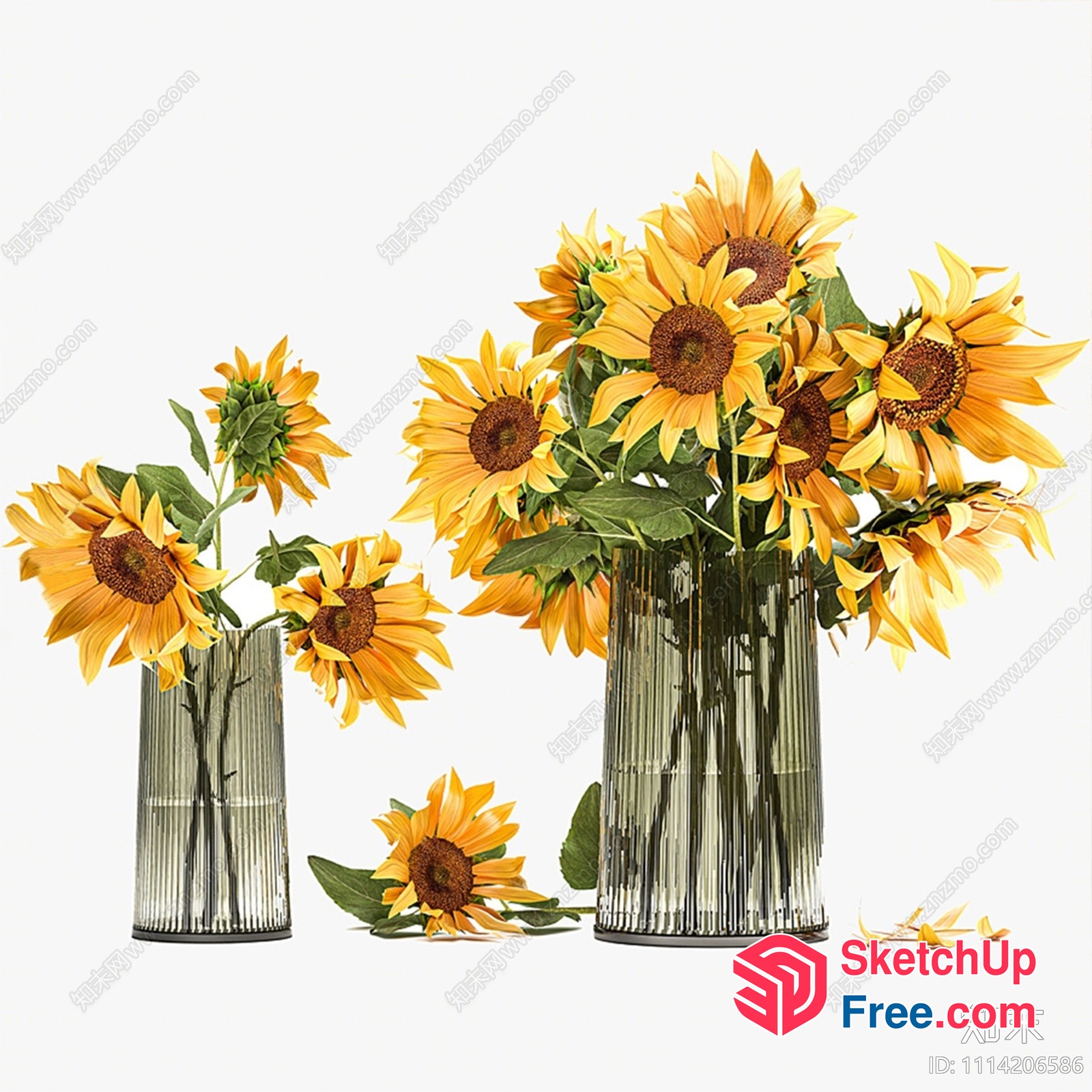Sunflower Vase Arrangement 3D SketchUp File