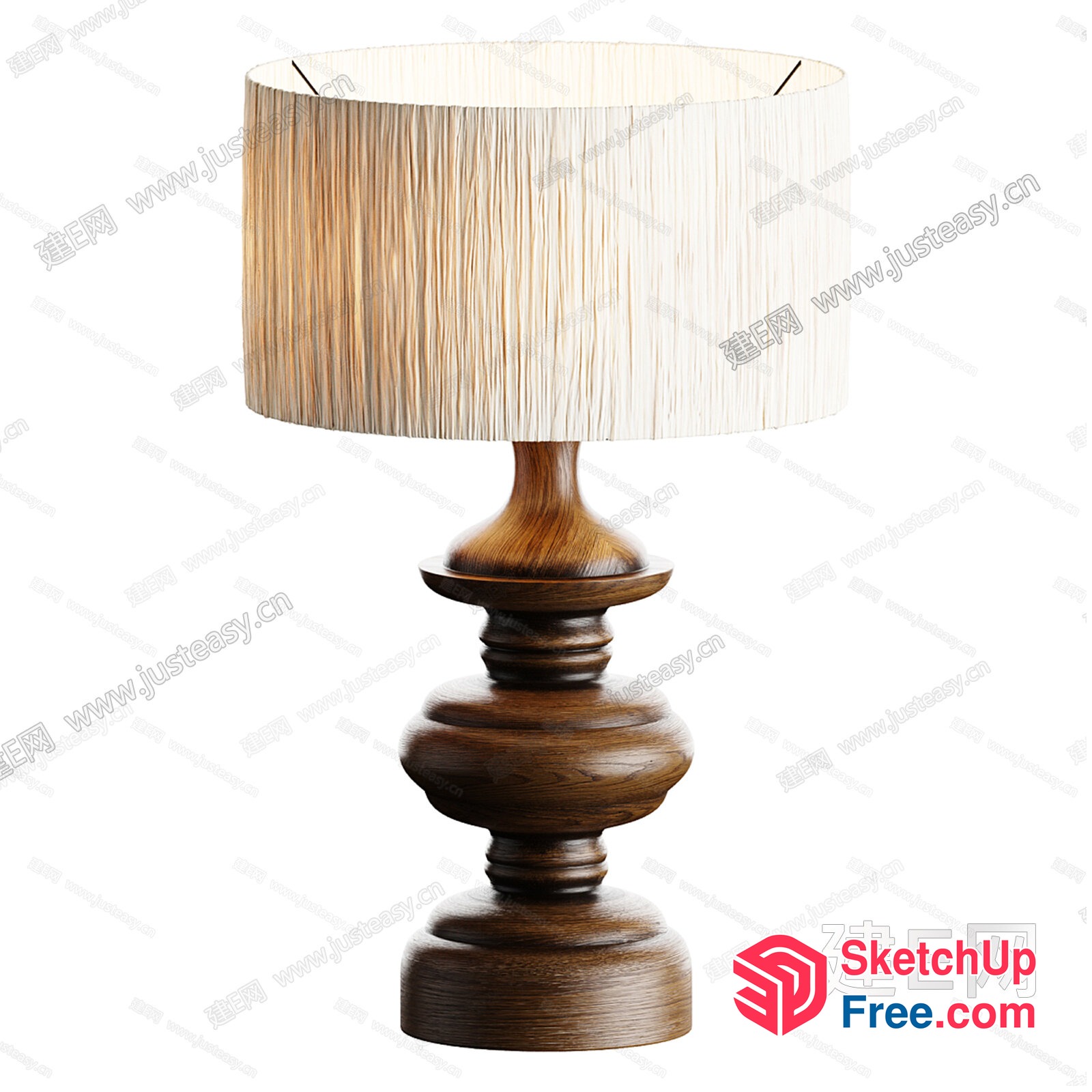 Elegant Wooden Table Lamp With Textured Shade 3D SketchUp File