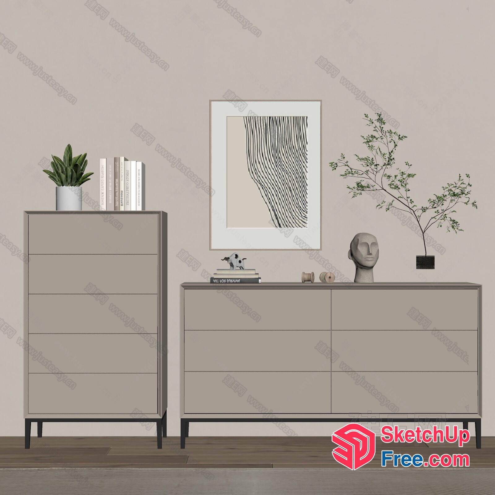 Minimalist Scandinavian Style Furniture Arrangement 3D SketchUp File