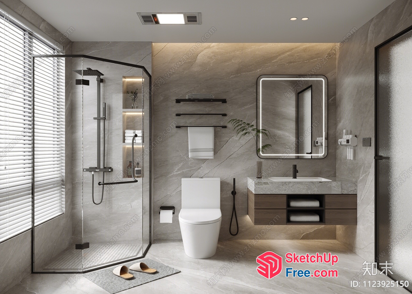 Modern Bathroom With Sleek Fixtures And Neutral Tones 3D SketchUp File