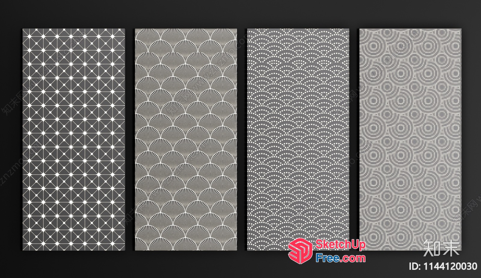 Grey And White Geometric Patterned Wall Panels 3D SketchUp File