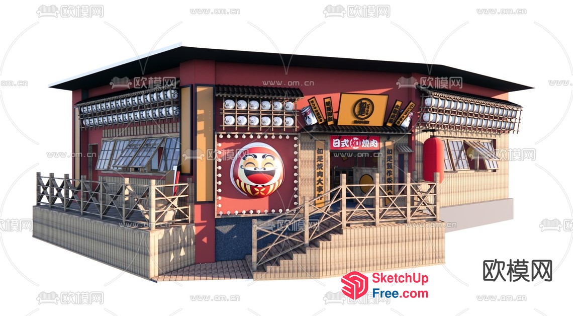 Traditional Asian Street Food Market 3D SketchUp File