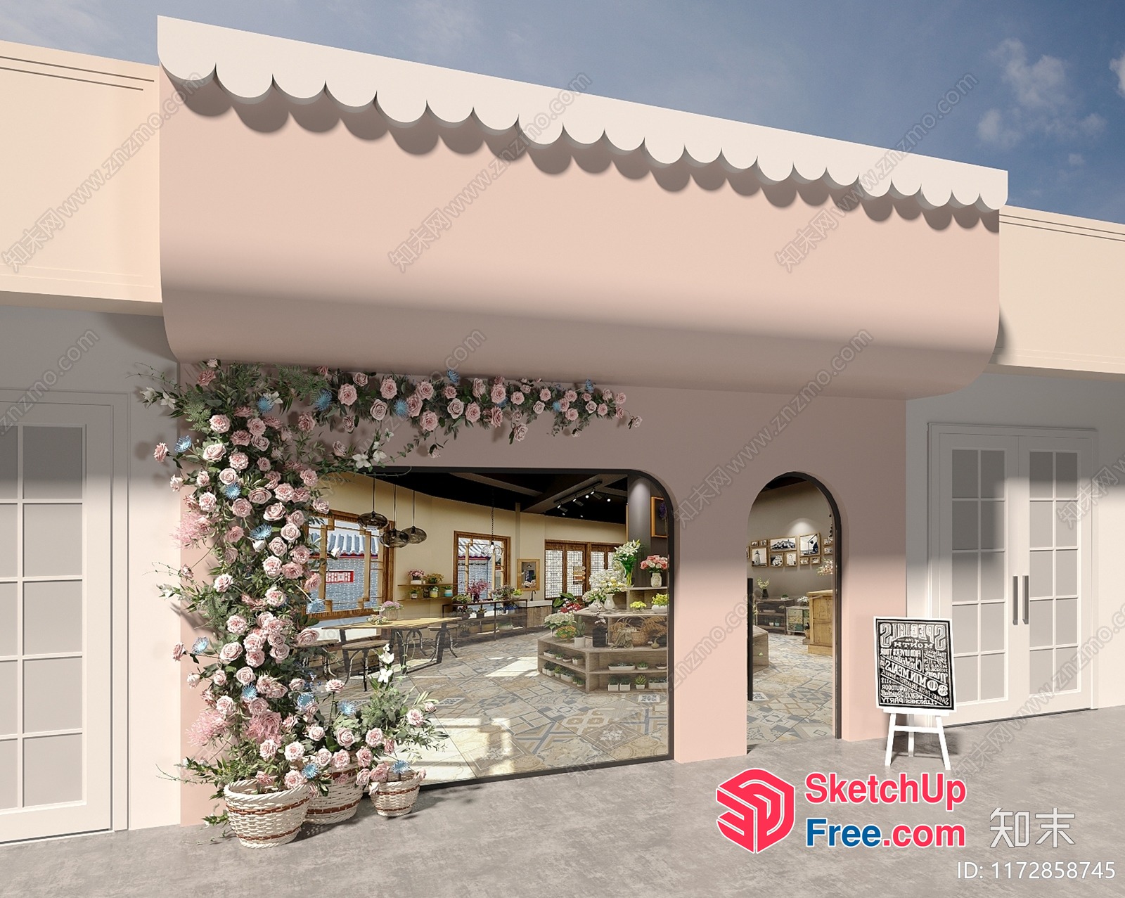 Elegant Pastel-Colored Flower Shop Interior 3D SketchUp File