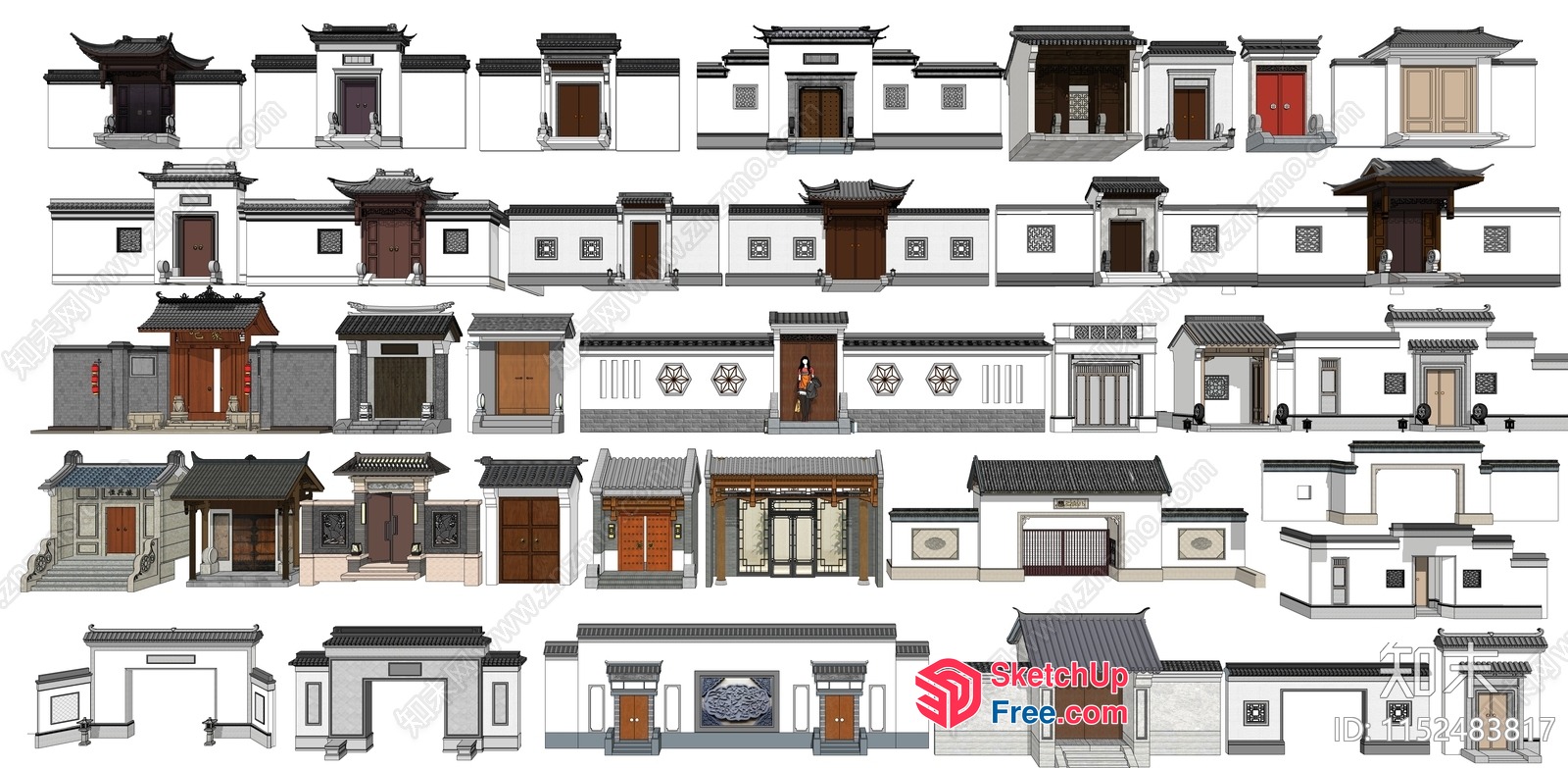 Asian-Inspired Architectural Facades 3D SketchUp File