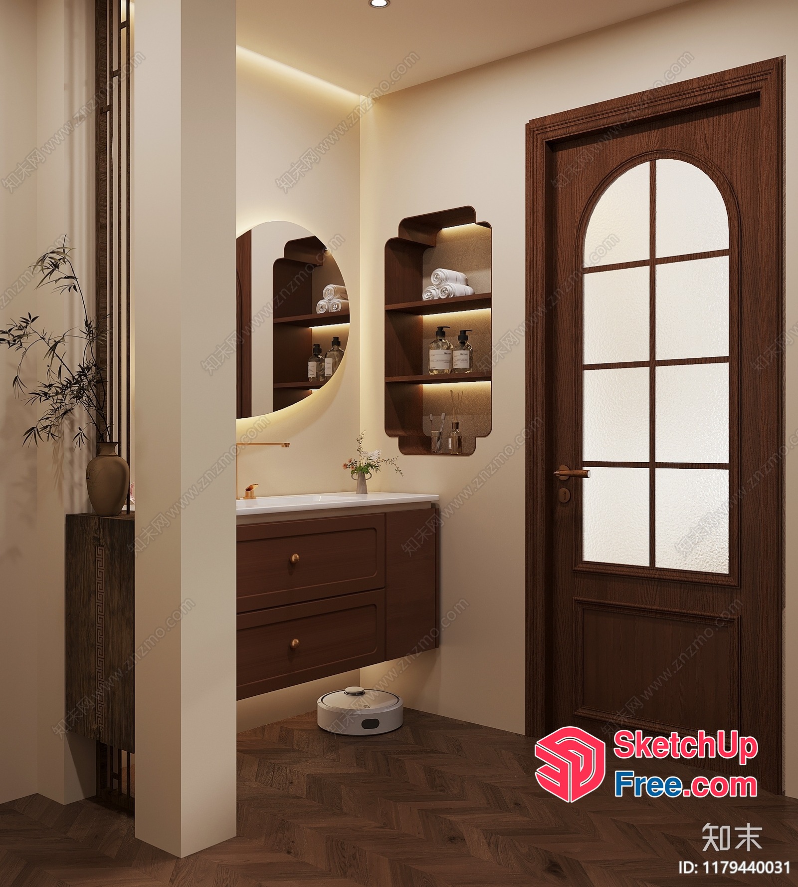 Modern Bathroom With Elegant Wood Accents And Sleek Appliances 3D SketchUp File