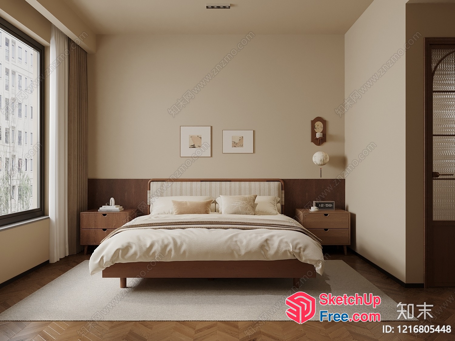 Modern Minimalist Bedroom Interior 3D SketchUp File