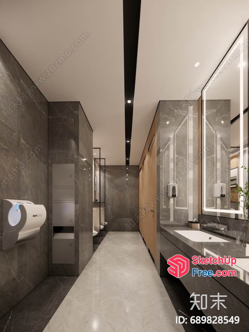 Luxurious Modern Bathroom With Sleek Marble Accents 3D SketchUp File
