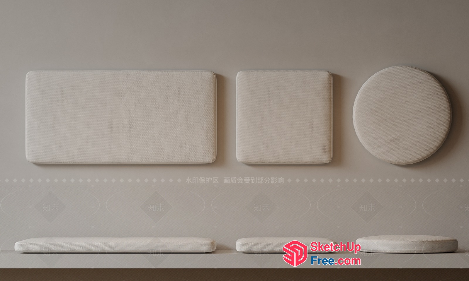 Rectangular, Square, And Circular White Decorative Wall Panels 3D SketchUp File