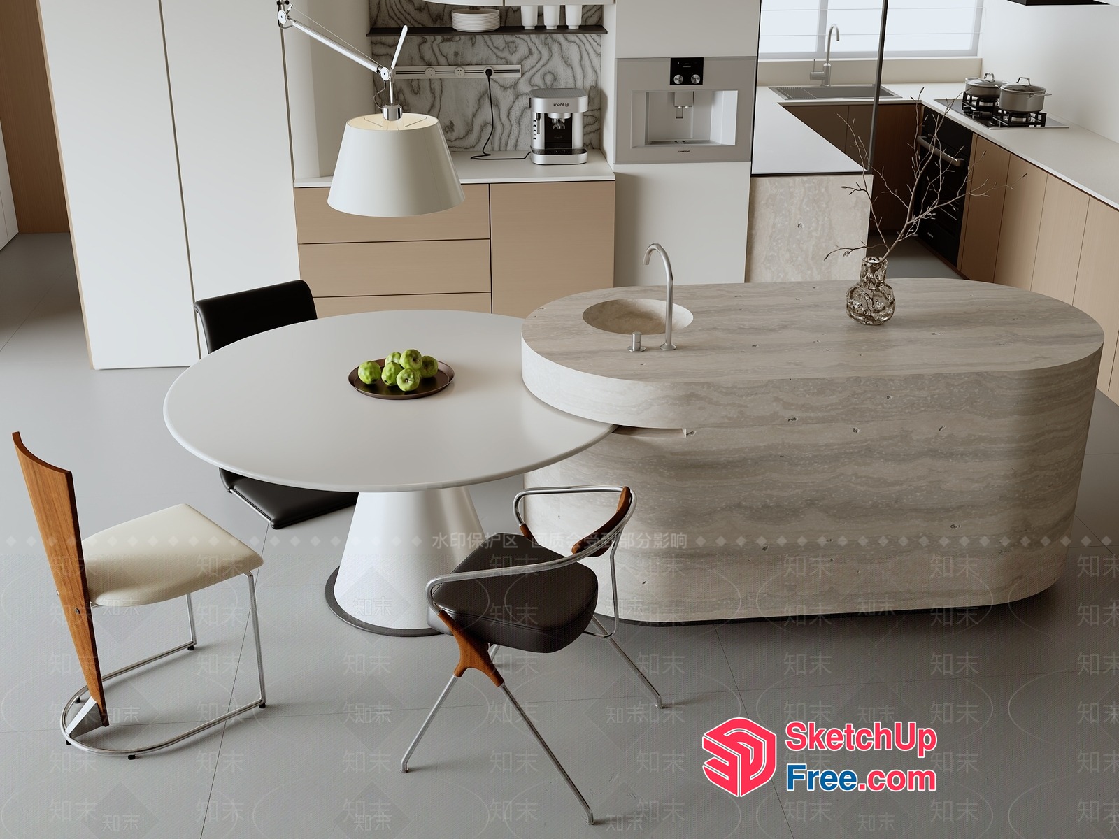 Modern Minimalist Kitchen Dining Space 3D SketchUp File