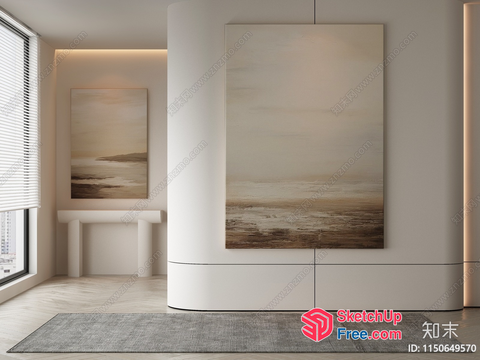 Minimalist Beach Scene Painting In Neutral Tones 3D SketchUp File