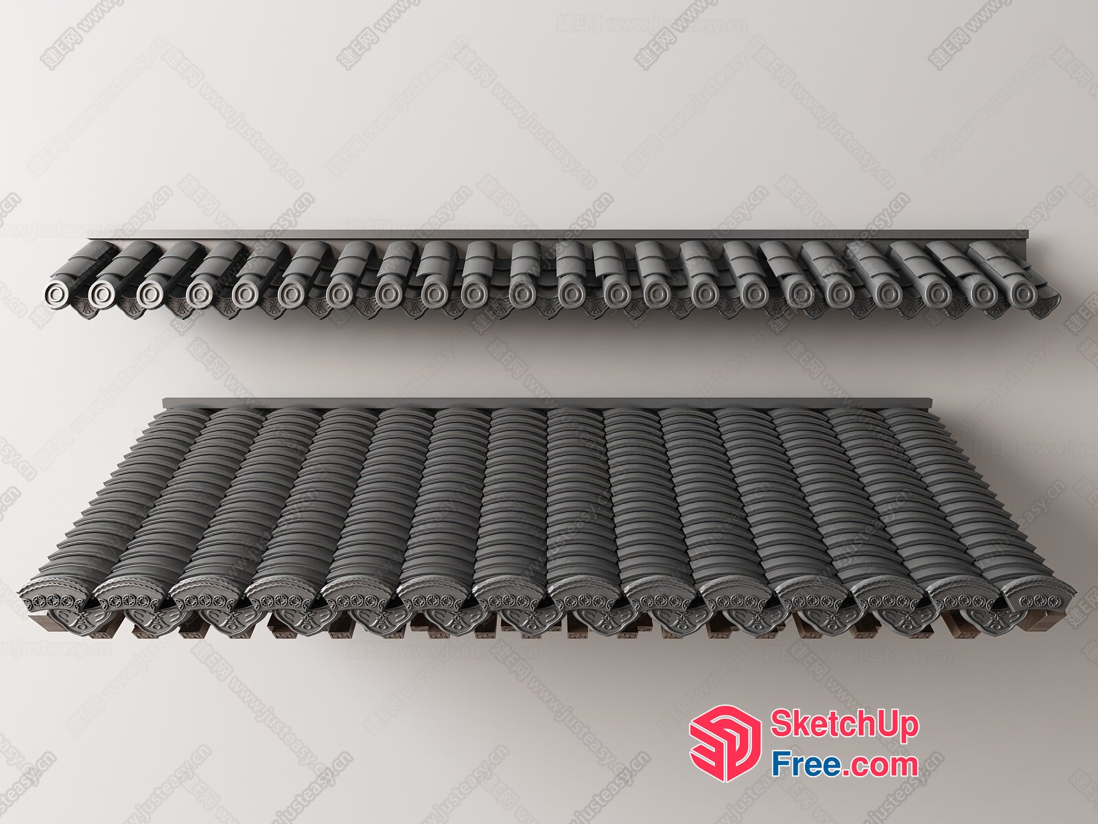 Traditional Japanese Roof Tiles 3D SketchUp File