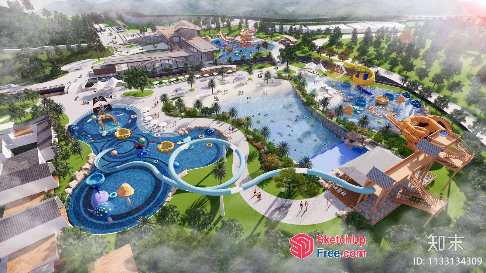 Luxurious Resort Water Park 3D SketchUp File