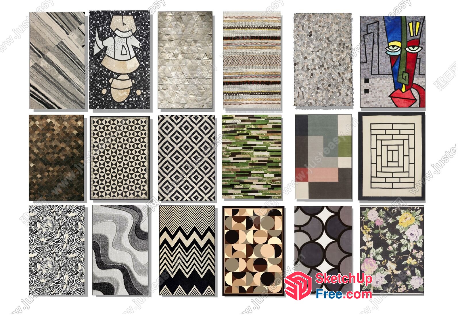Modern And Traditional Rug Patterns 3D SketchUp File