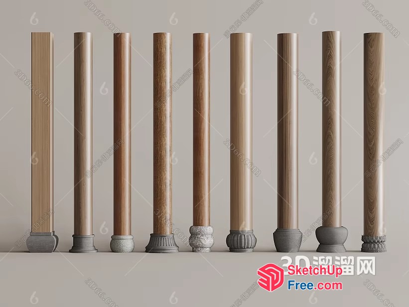 Pillars With Base Designs 3D SketchUp File