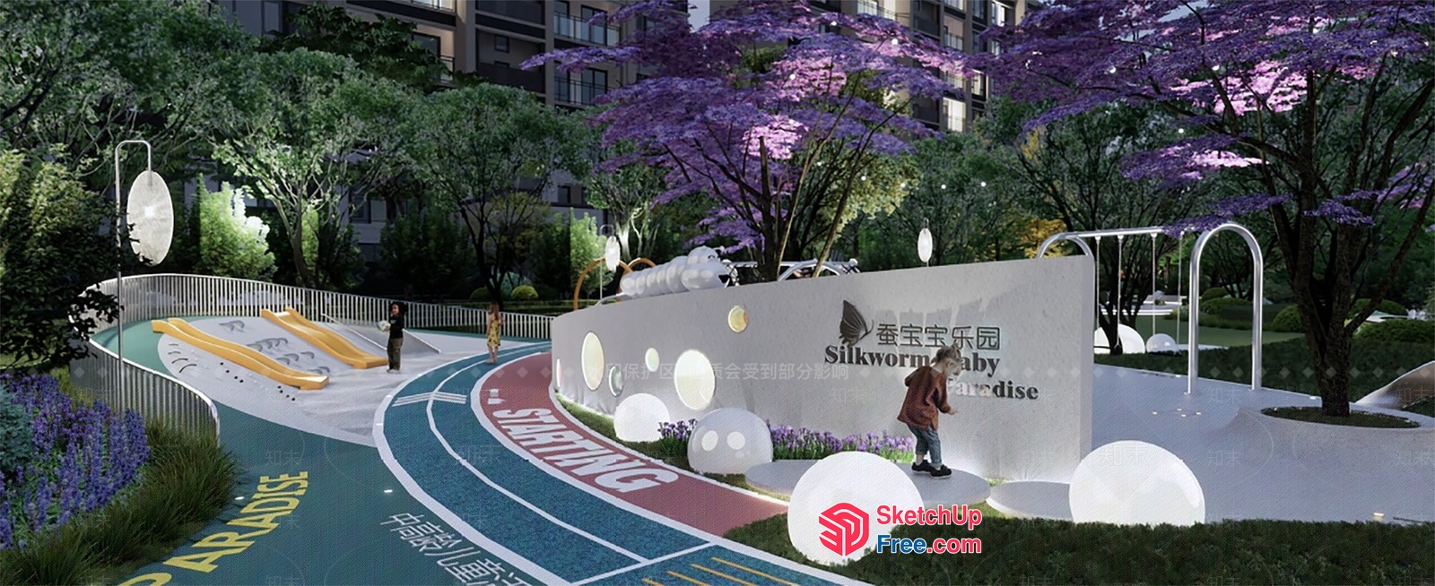 Modern Outdoor Playground With Unique Features And Decorations 3D SketchUp File