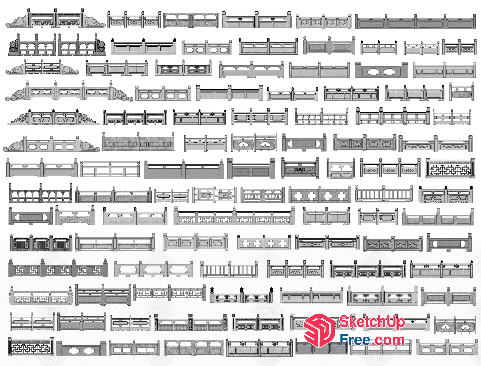 Ornate Balcony Railings 3D SketchUp File
