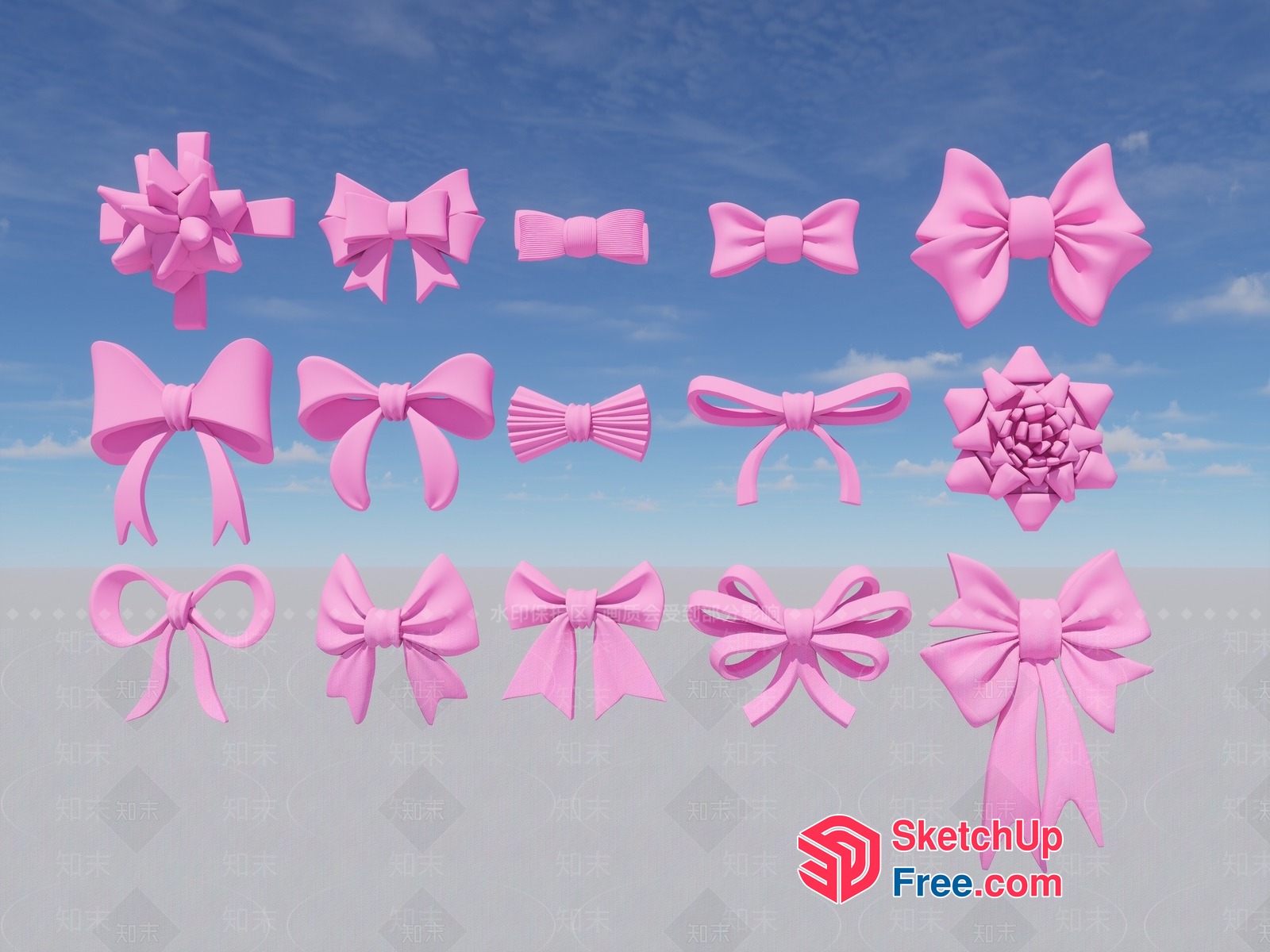Pink Bowtiful Decorative Elements 3D SketchUp File