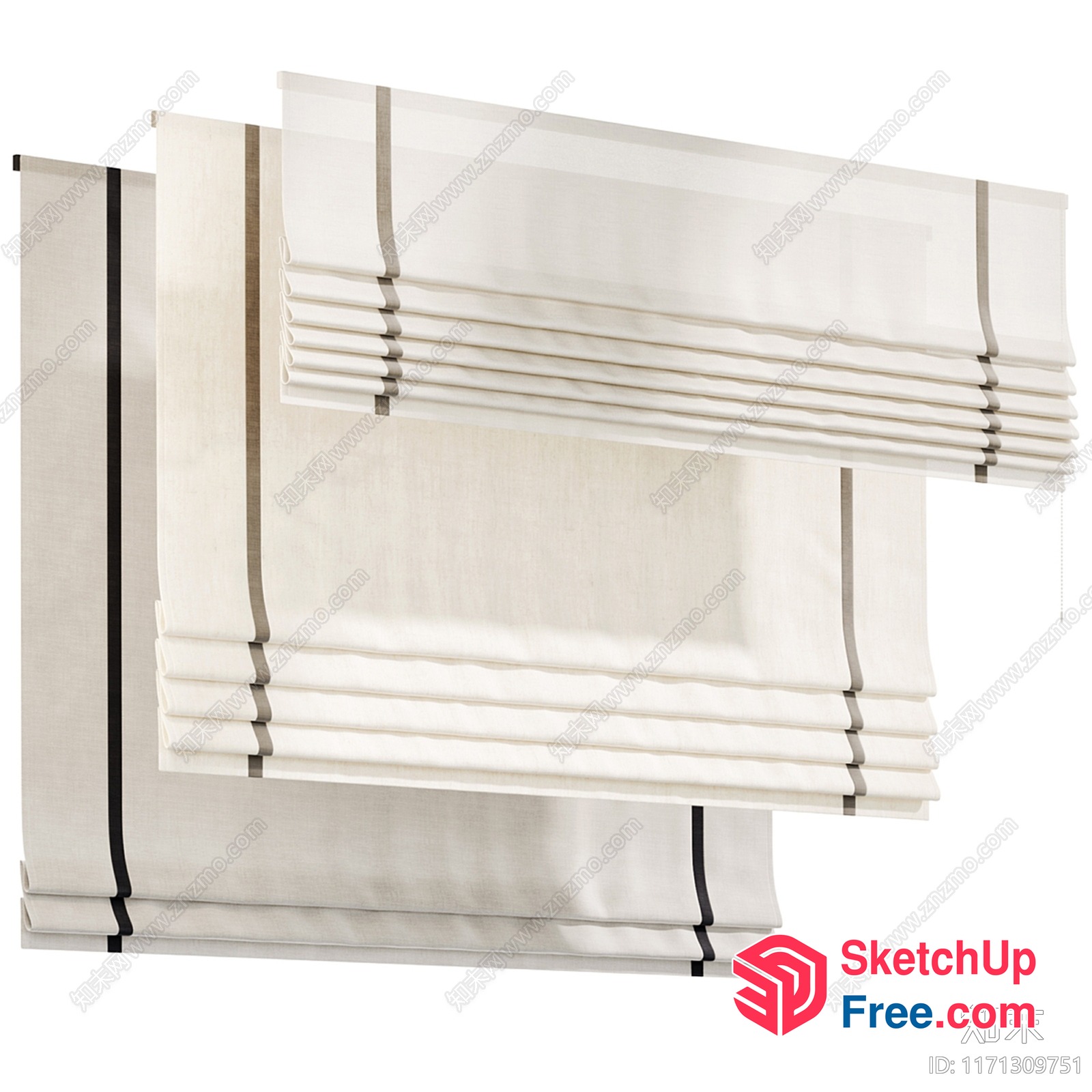 Modern White Window Blinds With Black Accents 3D SketchUp File