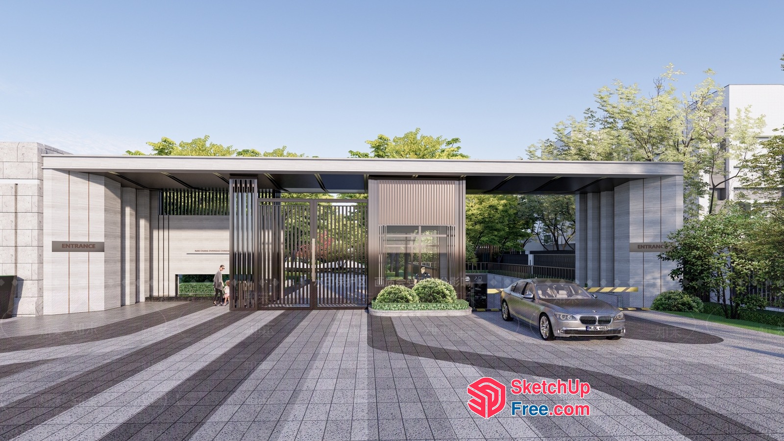 Entrance To A Modern Commercial Building 3D SketchUp File