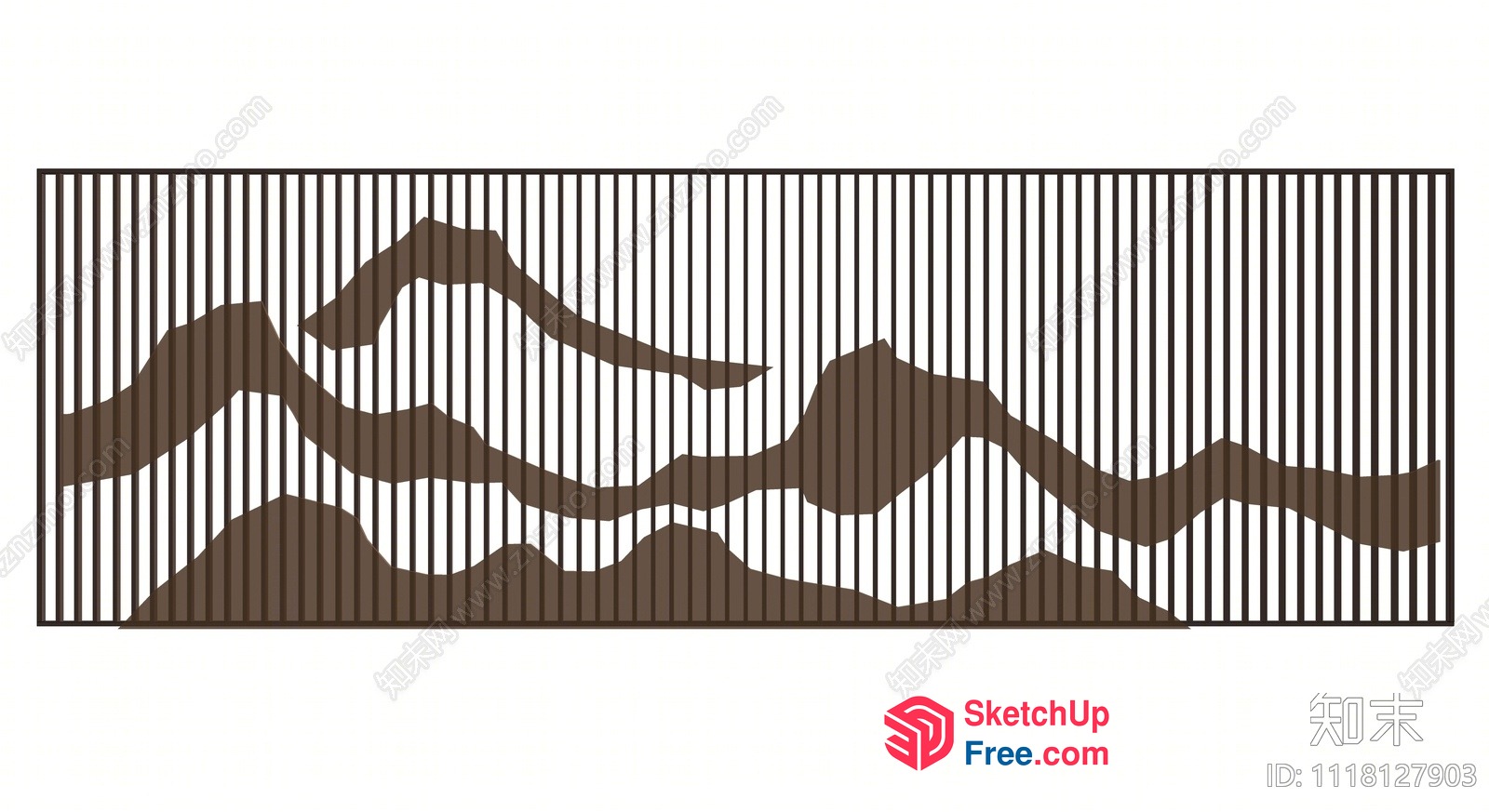 Striped Brown Mountain Range Pattern 3D SketchUp File