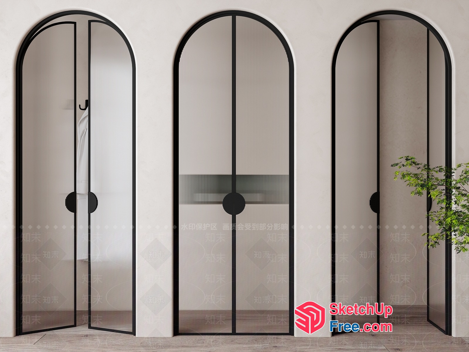 Elegant Arched Partition Screens 3D SketchUp File