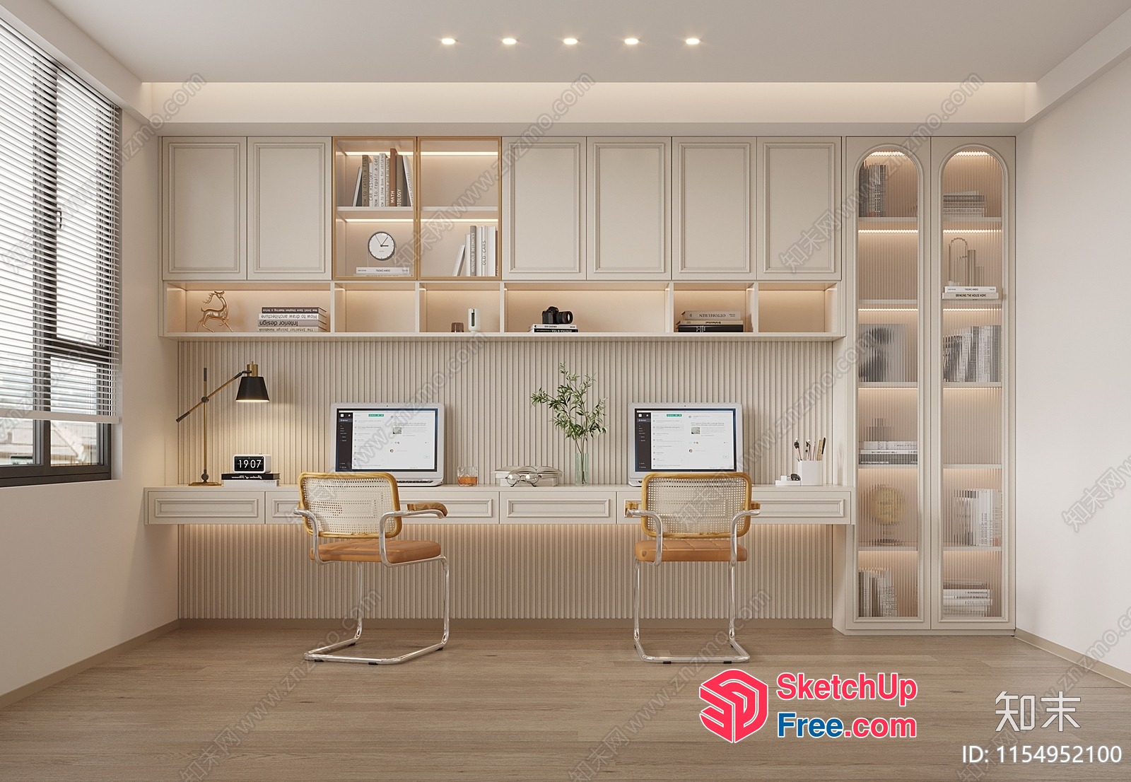 Modern Minimalist Office Space With Natural Wood Accents 3D SketchUp File